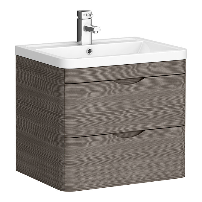 Monza Grey Avola Wall Hung Sink Vanity Unit + Square Toilet Package  Profile Large Image