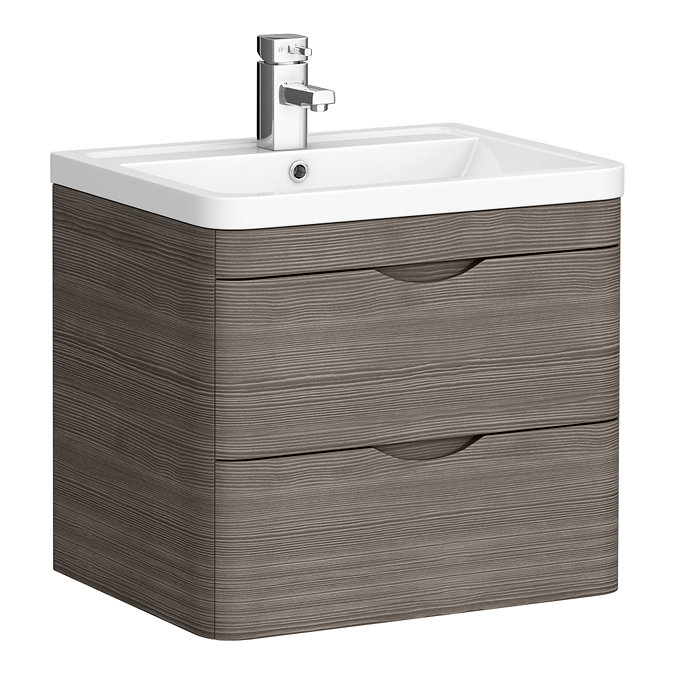 Monza Grey Avola Wall Hung Sink Vanity Unit + Square Toilet Package Profile Large Image