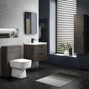 Monza Grey Avola Wall Hung Vanity Bathroom Furniture Package  Profile Large Image