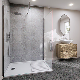 Monza Grey Concrete PVC Shower Wall Panel 2400 x 1000mm