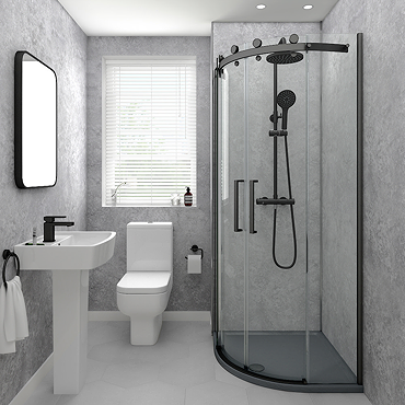 Monza Grey Concrete PVC Shower Wall Panel 2400 x 1000mm
