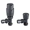 Monza Modern Grey Angled Thermostatic Radiator Valves Large Image