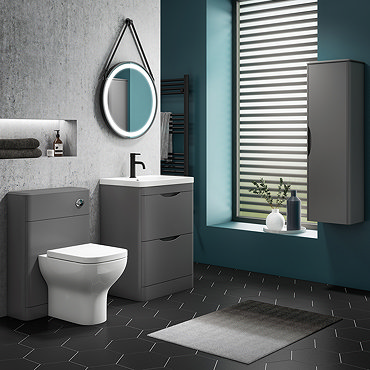 Monza Grey Floor Standing Vanity Bathroom Furniture Package  Profile Large Image