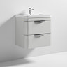 Monza 600mm Grey Mist Wall Hung 2 Drawer Vanity Unit with Basin  In Bathroom Large Image