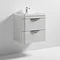 Monza 600mm Grey Mist Wall Hung 2 Drawer Vanity Unit with Basin In Bathroom Large Image