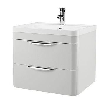 Monza Grey Mist 600mm Wall Hung 2 Drawer Vanity Unit with Basin  Profile Large Image
