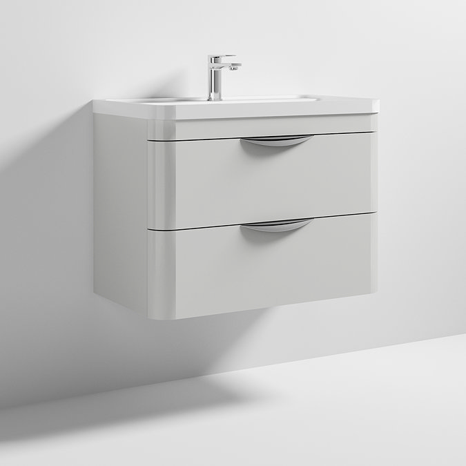 Monza 800mm Grey Mist Wall Hung 2 Drawer Vanity Unit with Basin  Standard Large Image