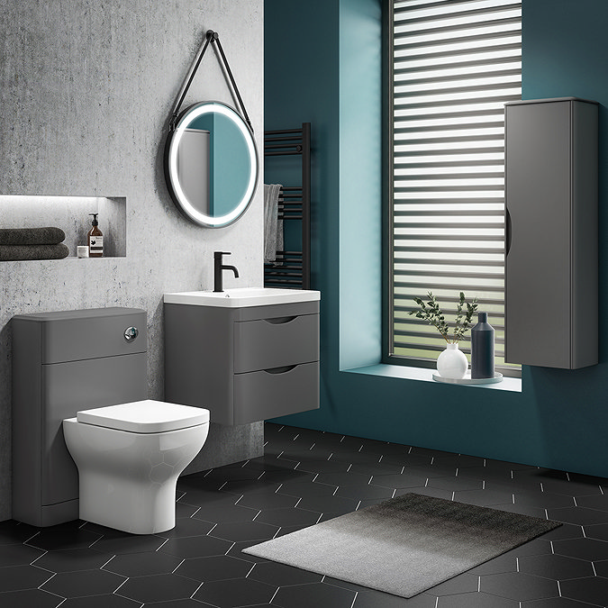 Monza Grey Wall Hung Vanity Bathroom Furniture Package Large Image