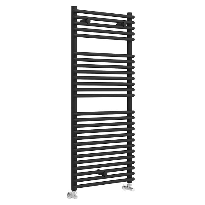 Monza Matt Black 1190 x 500 Round Bar Heated Towel Rail