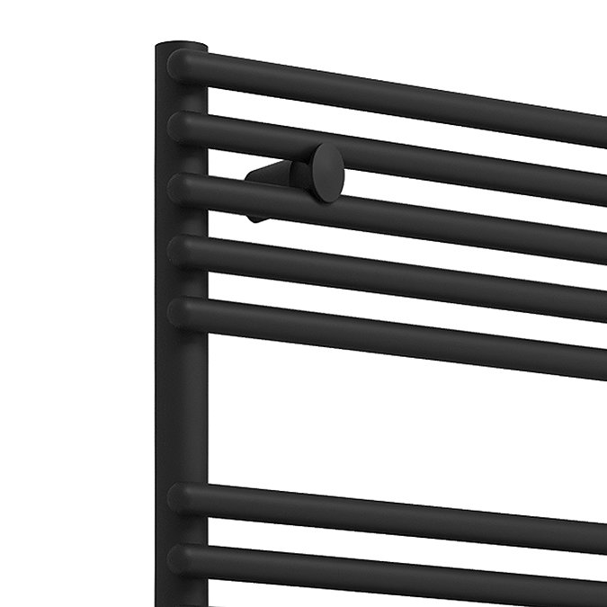 Monza Matt Black 1450 x 500 Round Bar Heated Towel Rail  Profile Large Image