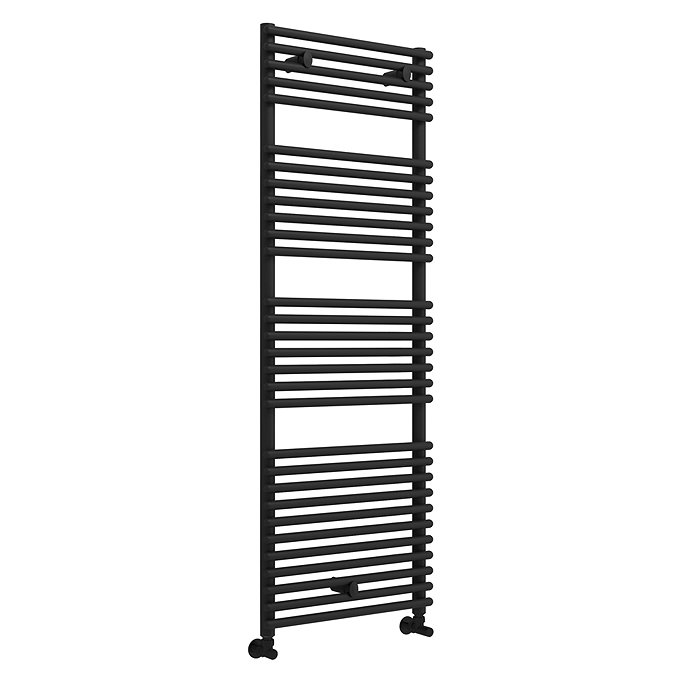 Monza Matt Black 1450 x 500 Round Bar Heated Towel Rail  Feature Large Image