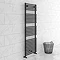 Monza Matt Black 1450 x 500 Round Bar Heated Towel Rail Large Image