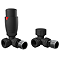 Monza Matt Black Shimmer Corner Thermostatic Radiator Valves - Energy Saving