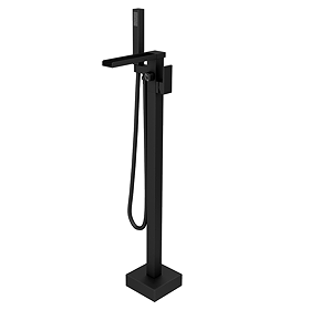 Monza Matt Black Waterfall Floor Mounted Freestanding Bath Shower Mixer