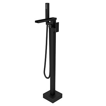 Monza Matt Black Waterfall Floor Mounted Freestanding Bath Shower Mixer  Profile Large Image