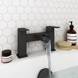Monza Matt Black Waterfall Modern Bath Taps