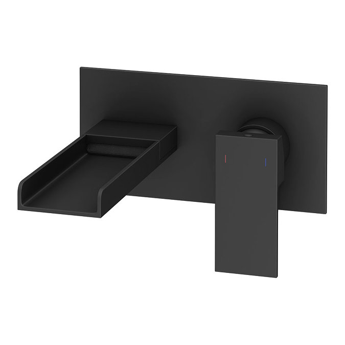 Monza Matt Black Waterfall Wall Mounted Bath Filler Large Image