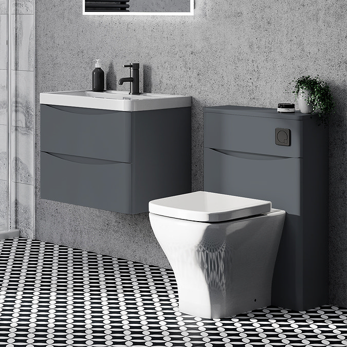 Monza Matt Grey 500mm Wide Wall Mounted Vanity Unit Profile Large Image