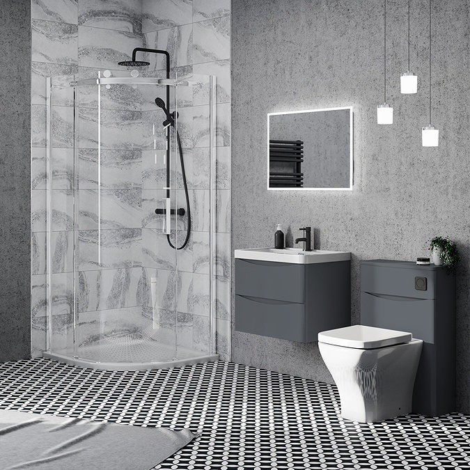 Monza Matt Grey 500mm Wide Wall Mounted Vanity Unit  Feature Large Image