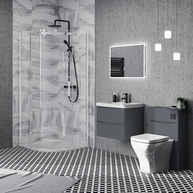 Monza Matt Grey 500mm Wide Wall Mounted Vanity Unit Feature Large Image