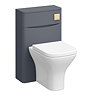 Monza Matt Grey 500mm WC Unit with Cistern & Brushed Brass Flush - Includes Modern Toilet Pan