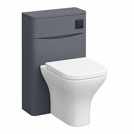 Monza Matt Grey 500mm WC Unit with Cistern & Matt Black Flush - Includes Modern Toilet Pan