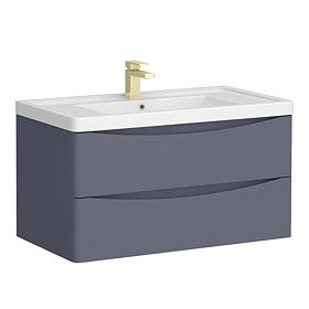 Monza Matt Grey 900mm Wide Wall Mounted Vanity Unit
