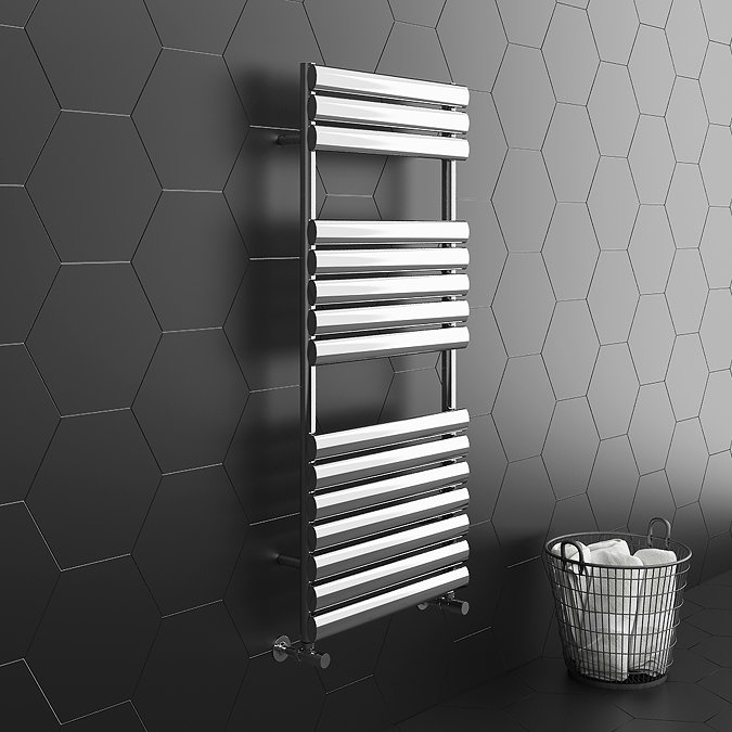 Monza 500 x 1120 Stainless Steel Oval Heated Towel Rail Large Image
