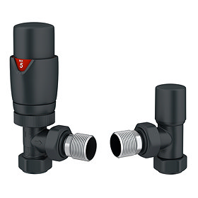 Monza Modern Anthracite Angled Thermostatic Radiator Valves - Energy Saving