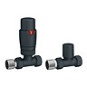 Monza Modern Anthracite Straight Thermostatic Radiator Valves - Energy Saving