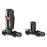 Monza Black Nickel Straight Thermostatic Radiator Valves - Energy Saving