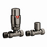 Monza Black Nickel Straight Thermostatic Radiator Valves - Energy Saving