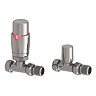 Monza Brushed Nickel Straight Thermostatic Radiator Valves - Energy Saving
