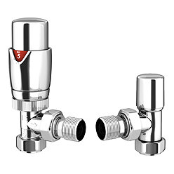 Monza Modern Chrome Angled Thermostatic Radiator Valves - Energy Saving