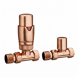 Monza Copper Straight Thermostatic Radiator Valves - Energy Saving
