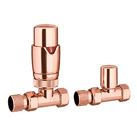Monza Copper Straight Thermostatic Radiator Valves - Energy Saving