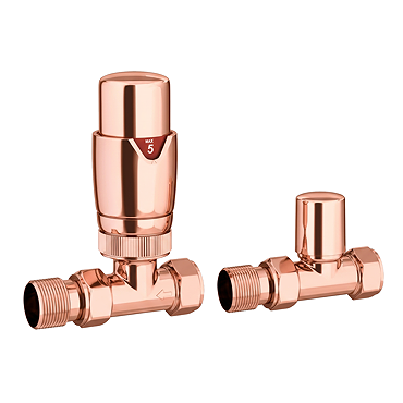 Monza Copper Straight Thermostatic Radiator Valves - Energy Saving Lifestyle
