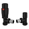 Monza Modern Matt Black Angled Thermostatic Radiator Valves - Energy Saving