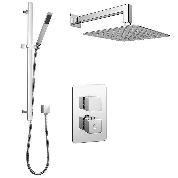 Monza Modern Shower Package (Fixed Shower Head + Riser Rail Kit ...