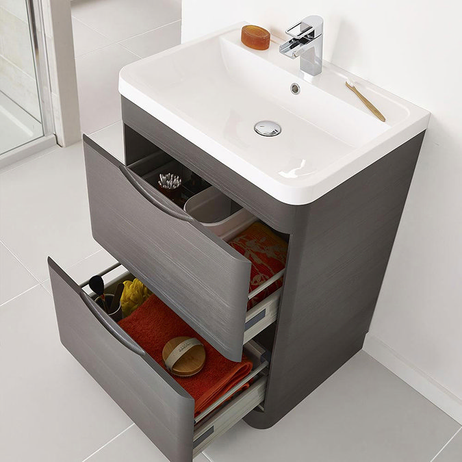 Monza Modern Stone Grey Sink Vanity Unit + Toilet Package  Standard Large Image