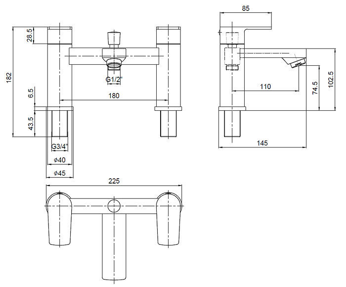 Monza Modern Tap Package (Bath + Basin Tap)