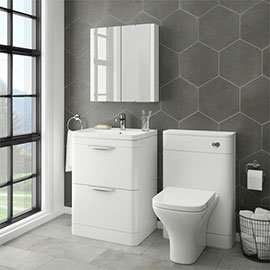Monza Modern White Sink Vanity Unit + Toilet Package Medium Image