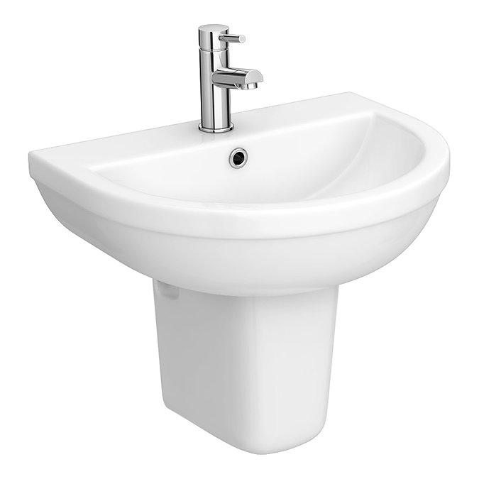 Monza Round Basin + Semi Pedestal (550mm Wide - 1 Tap Hole) Large Image