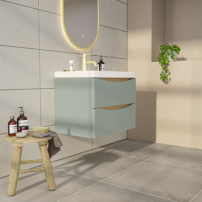 Monza Sage Green 600mm Wide Wall Mounted Vanity Unit