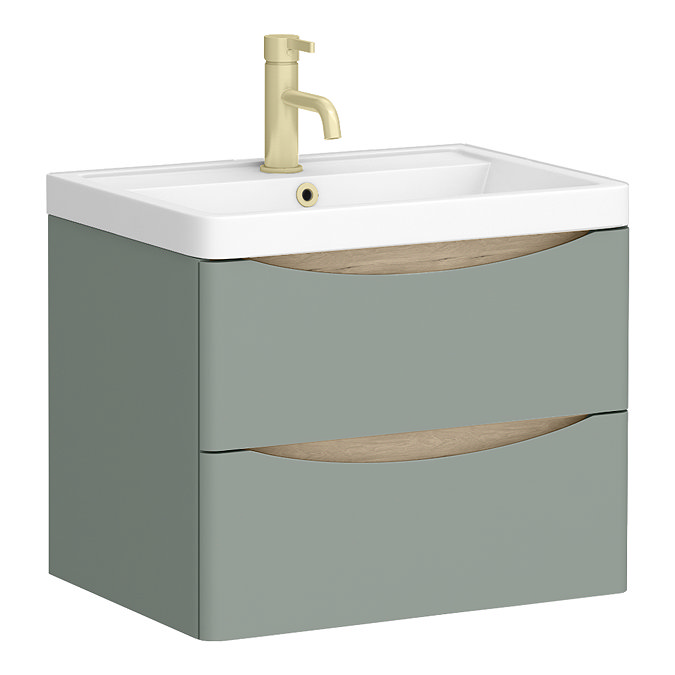 Monza Sage Green 600mm Wide Wall Mounted Vanity Unit