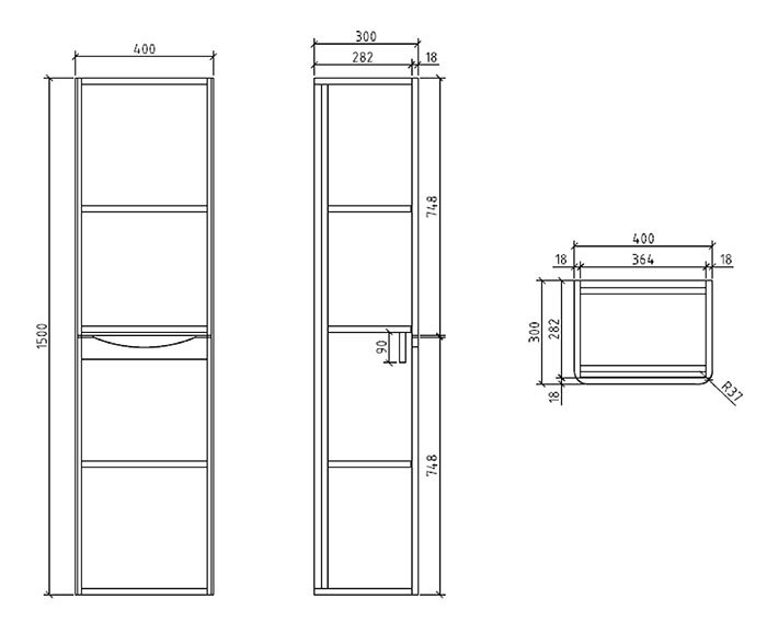 Monza Sage Green Tall Wall Hung Storage Unit - 1500mm High