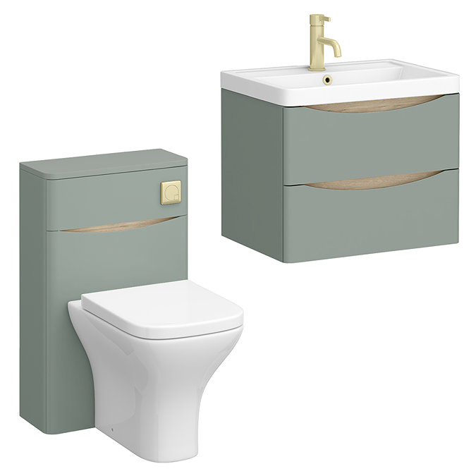 Monza Sage Green Vanity Unit and Toilet Package