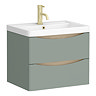 Monza Sage Green Vanity Unit, Tall Storage Unit, and Toilet Package
