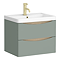 Monza Sage Green Vanity Unit, Tall Storage Unit, and Toilet Package