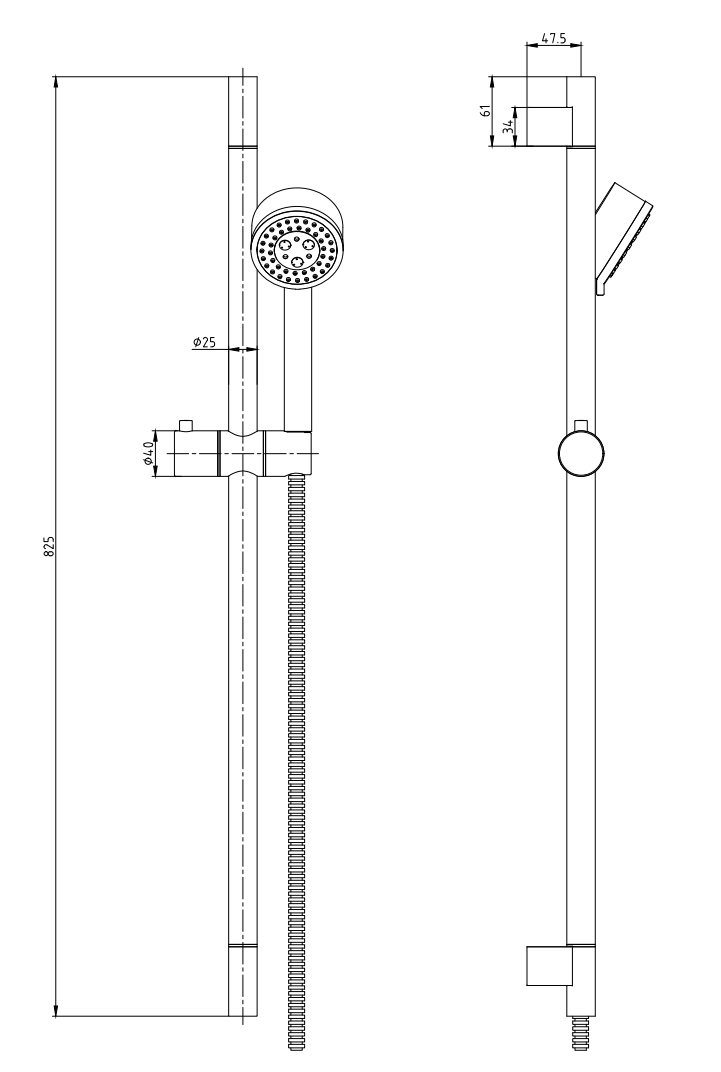 Monza Slide Rail Kit with 3-Spray Handshower